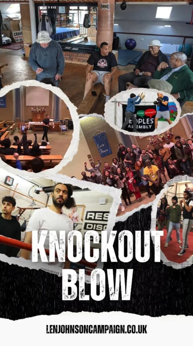 Knockout Blow! — promotional collage for the community play and workshop exploring the life of Len Johnson